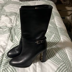 Black leather boots